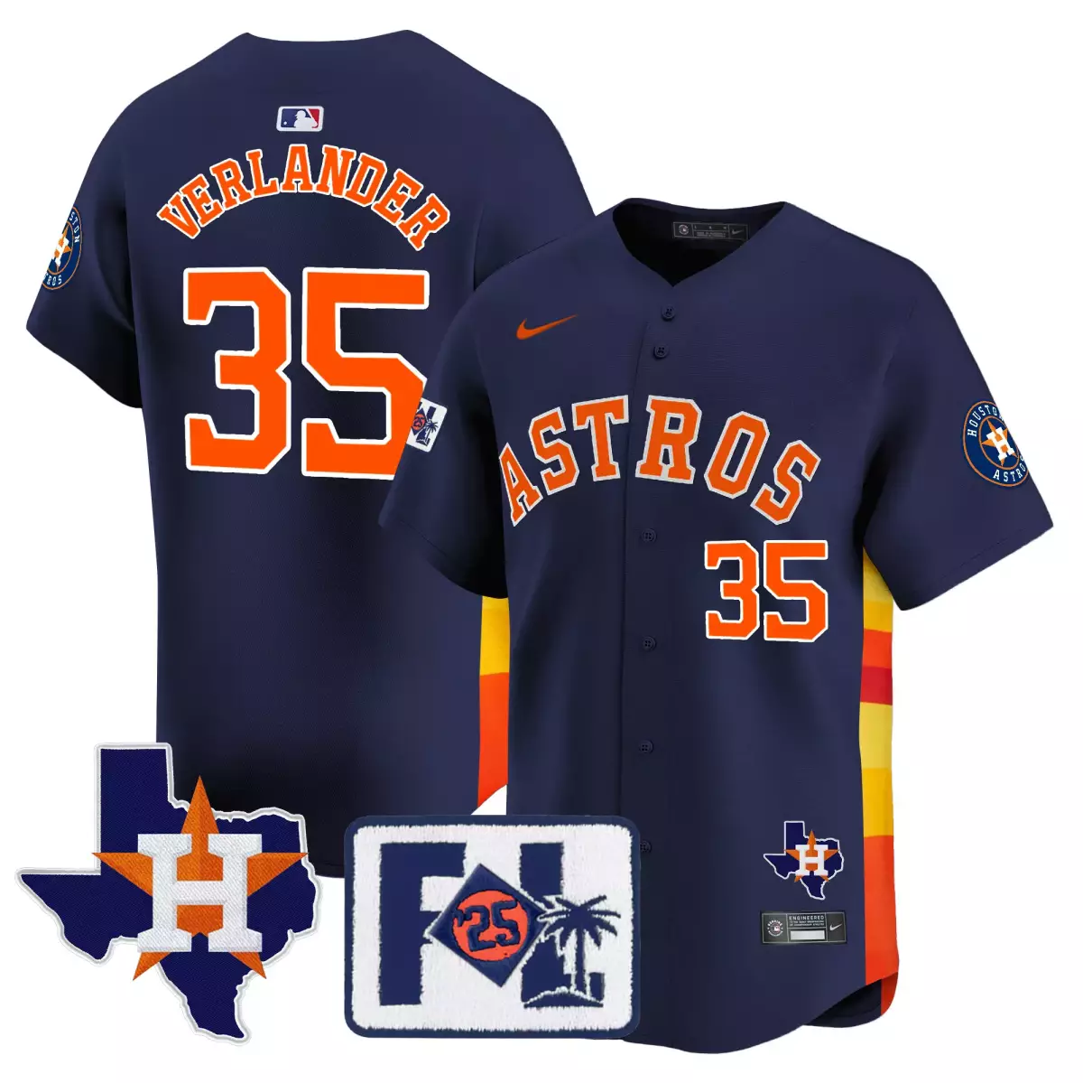 Verlander Training 35 Astros Jersey Navy City Connect Houston Star Texas State Outline