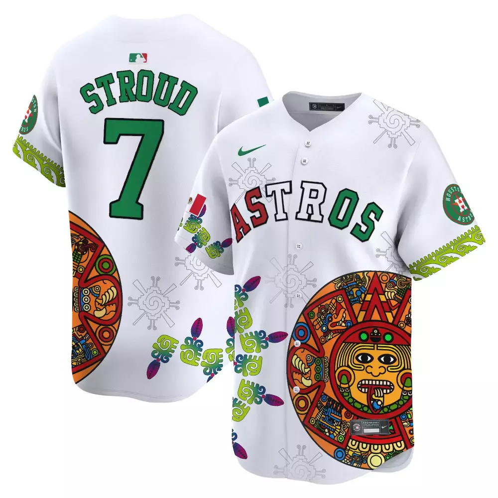 Peach Colorway 7 Astros Jersey White Cinco De Mayo Men Split Custom Design Green