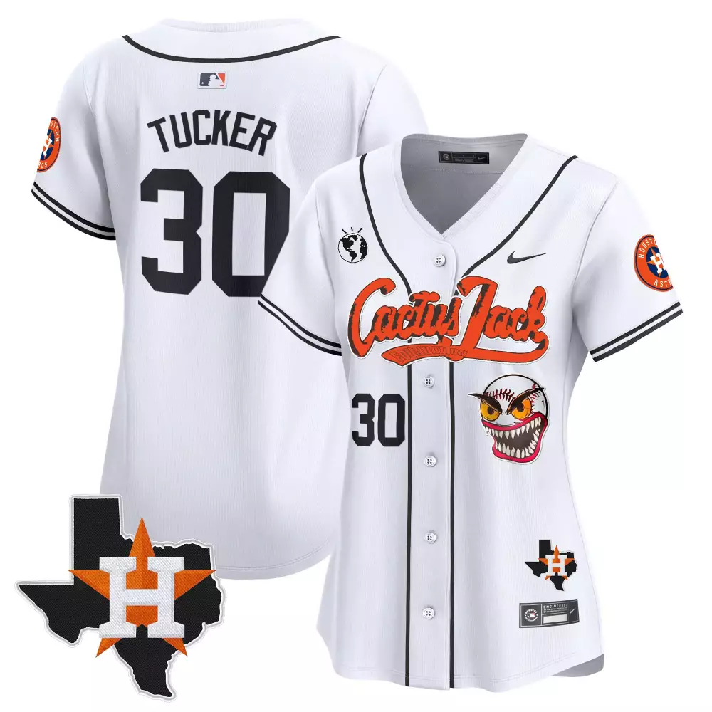 Kyle Tucker 30 Houston Astros Jersey White Cactus Jack Texas State 2023 Orange Black