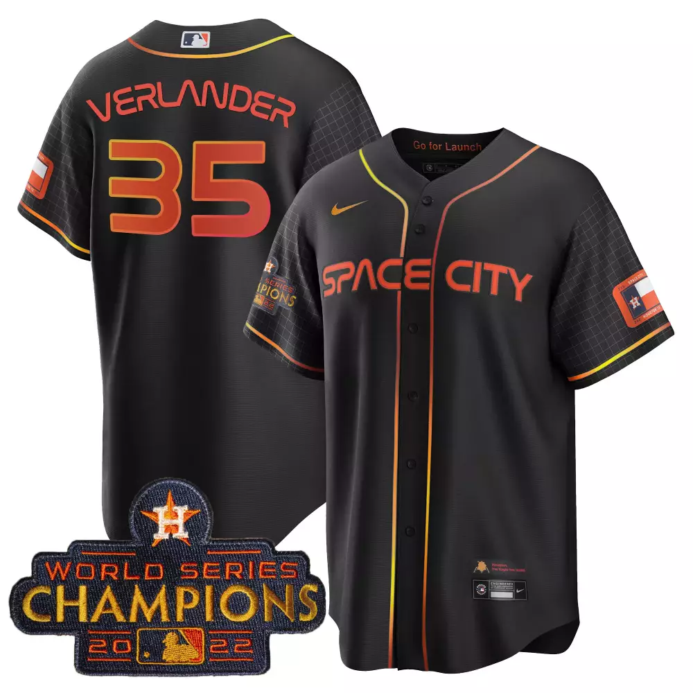 Justin Verlander 35 Jersey Black Space City Houston Astros World Series Champions 2022
