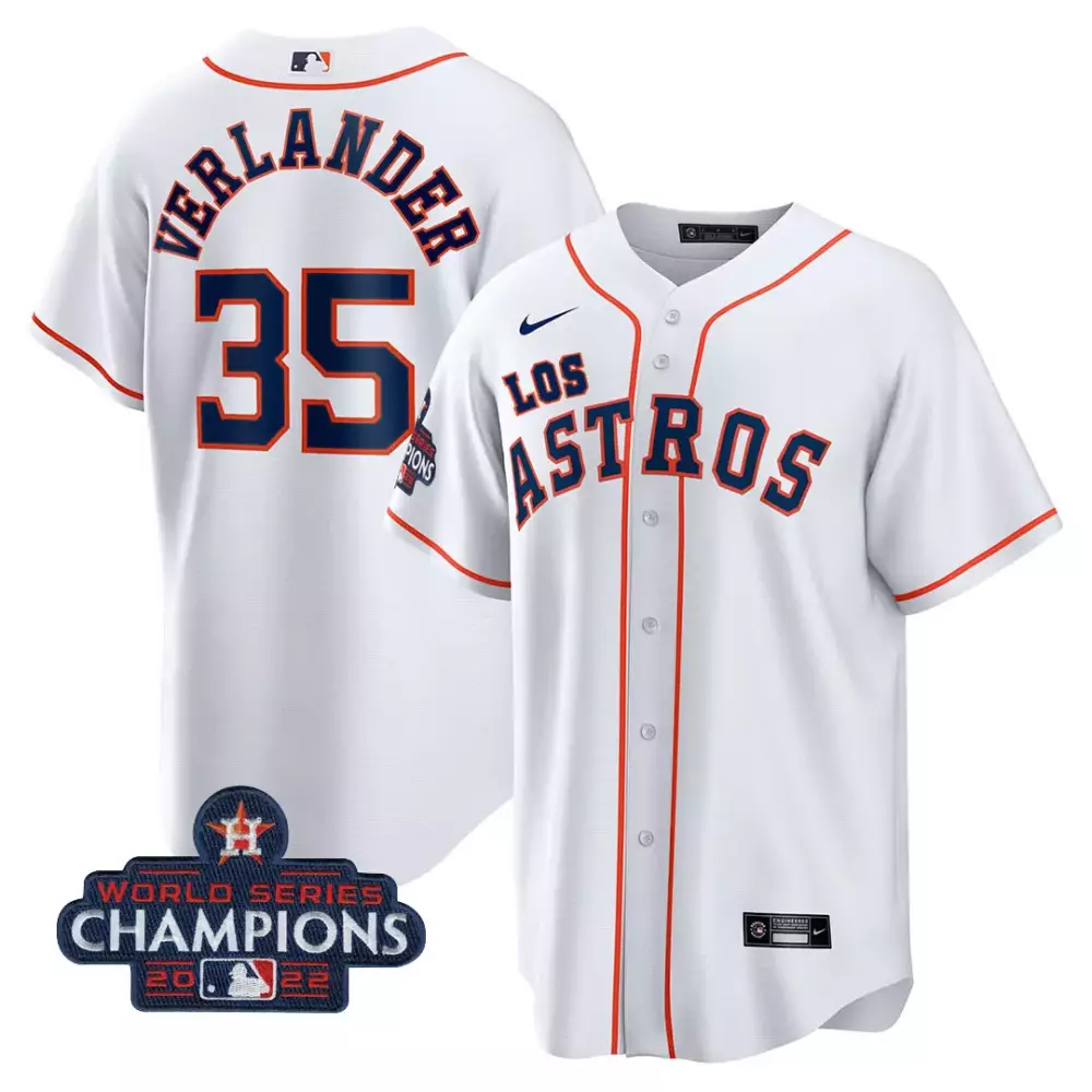 Justin Verlander 35 Jersey White Houston Astros World Series Champions 2022 Men Navy Blue