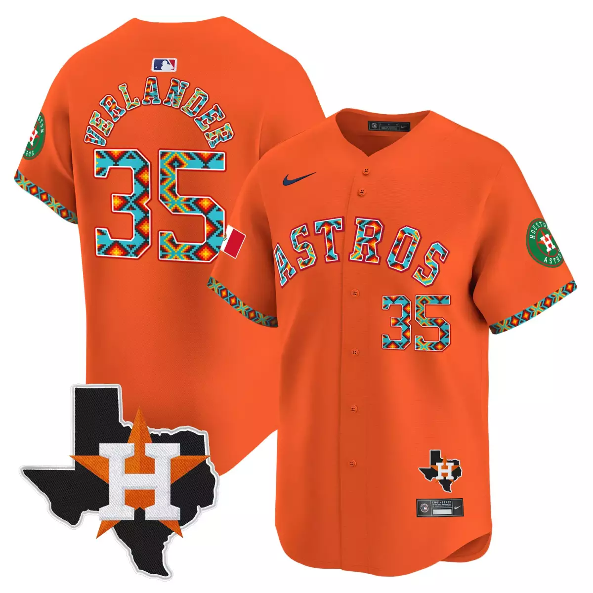 Verlander Mexico 35 Astros Jersey Orange City Connect Texas Outline Houston Team