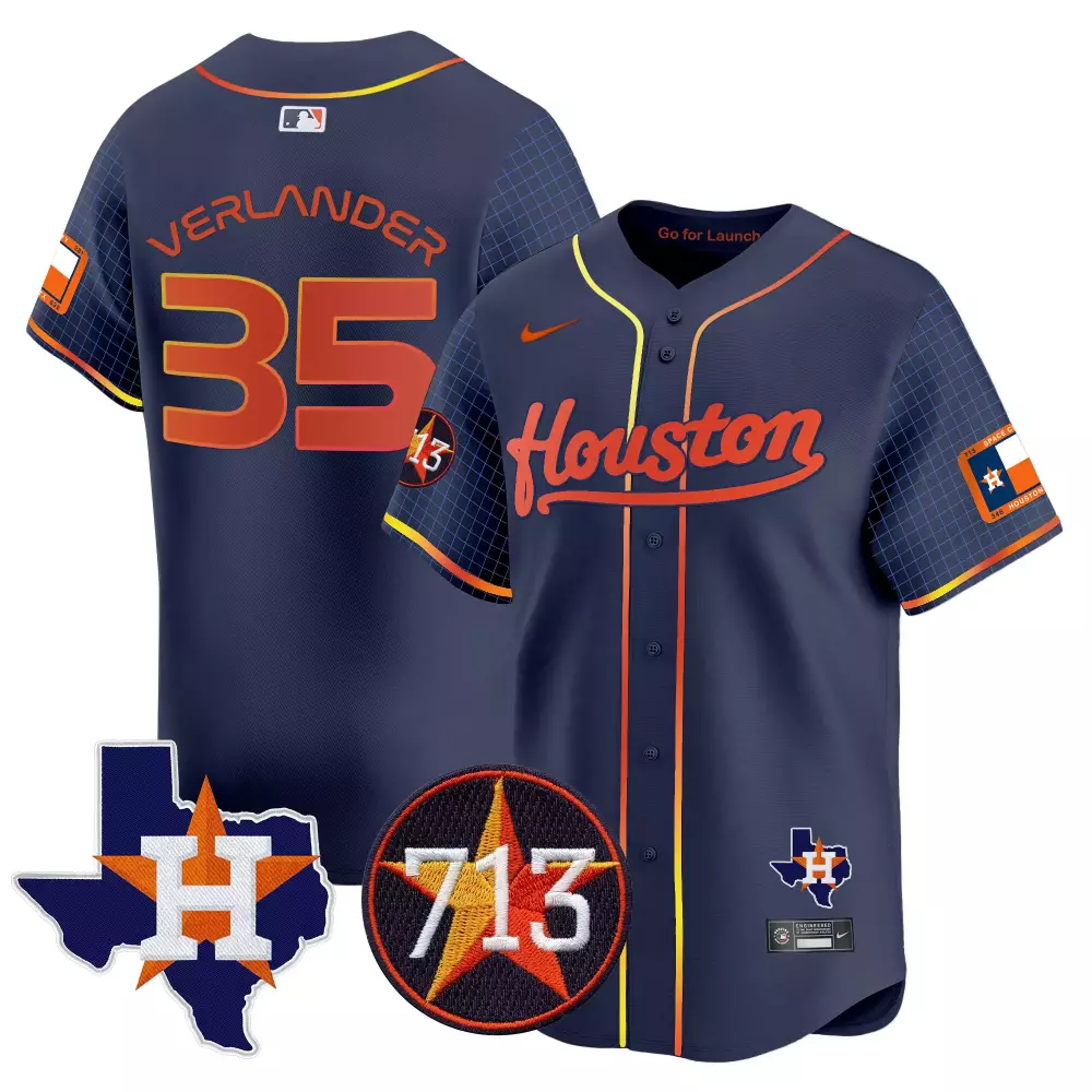 Justin Verlander 35 Jersey Navy City Connect Houston Astros Texas Star Space Corps