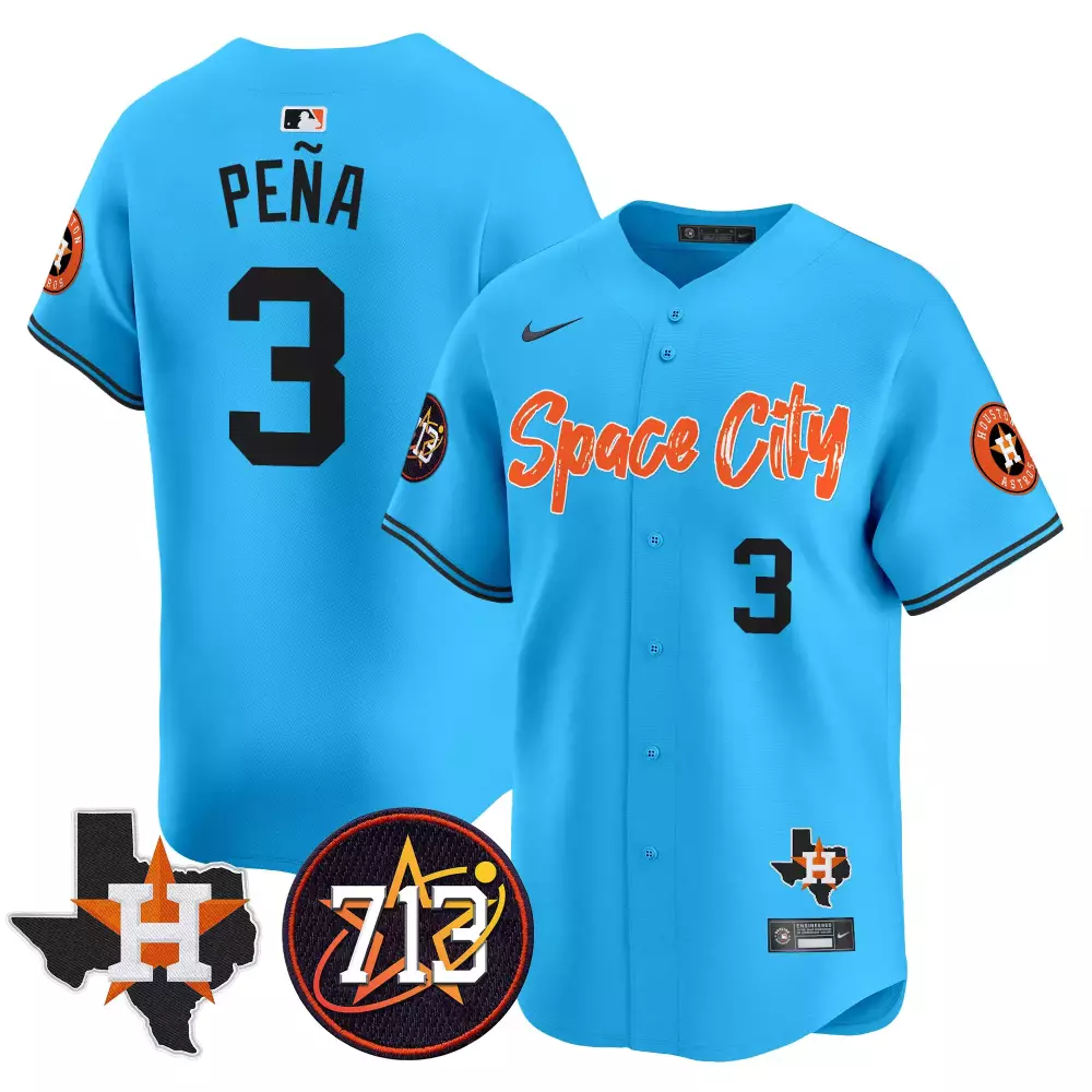 Pea Space 3 Houston Astros Jersey Light Blue City Star 2023 Men Alternate Orange
