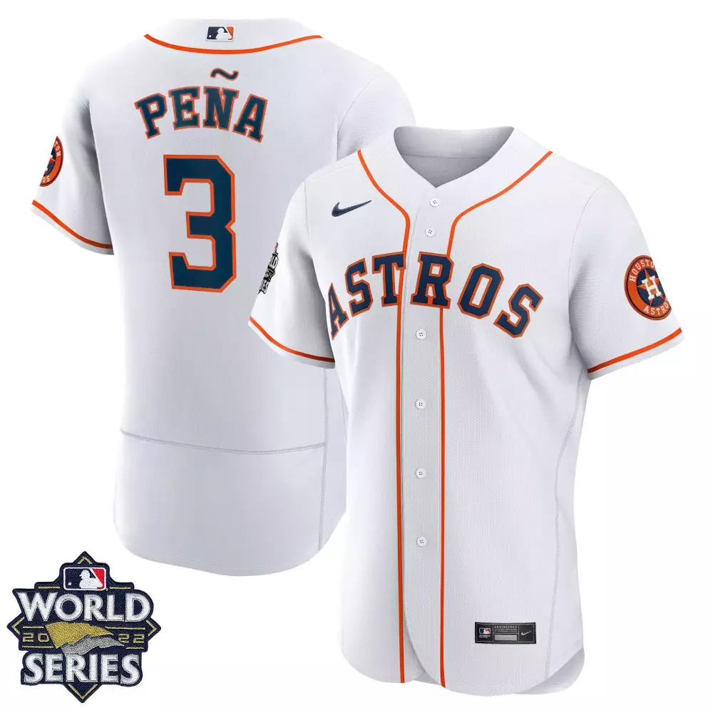 Jeremy Pena 3 Astros Jersey White World Series 2022 Men Orange Navy Flex Home All
