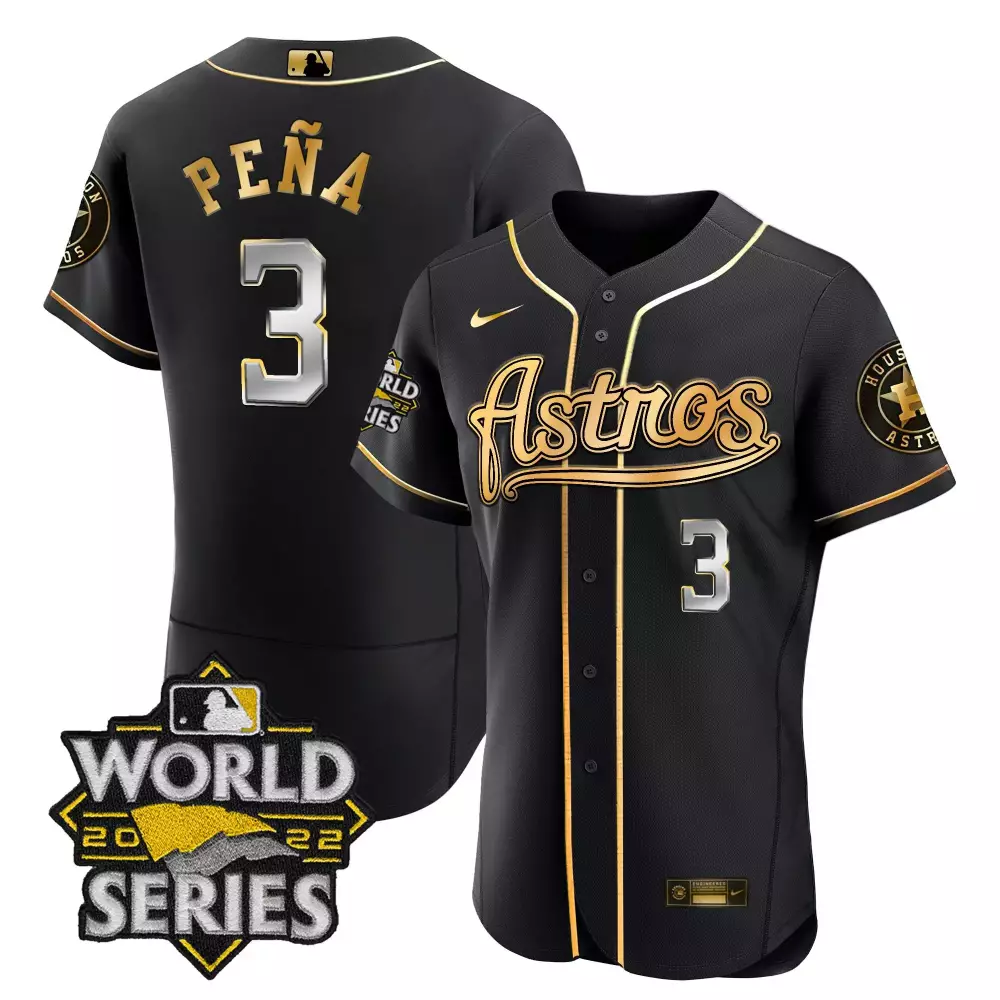 Jeremy Pena 3 Astros Jersey Black World Series 2022 Men Gold All Stitched