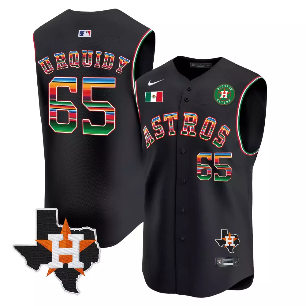 Jose Urquidy 65 Astros Jersey Black City Connect Mexican Flag Texas Shape 2023 Men