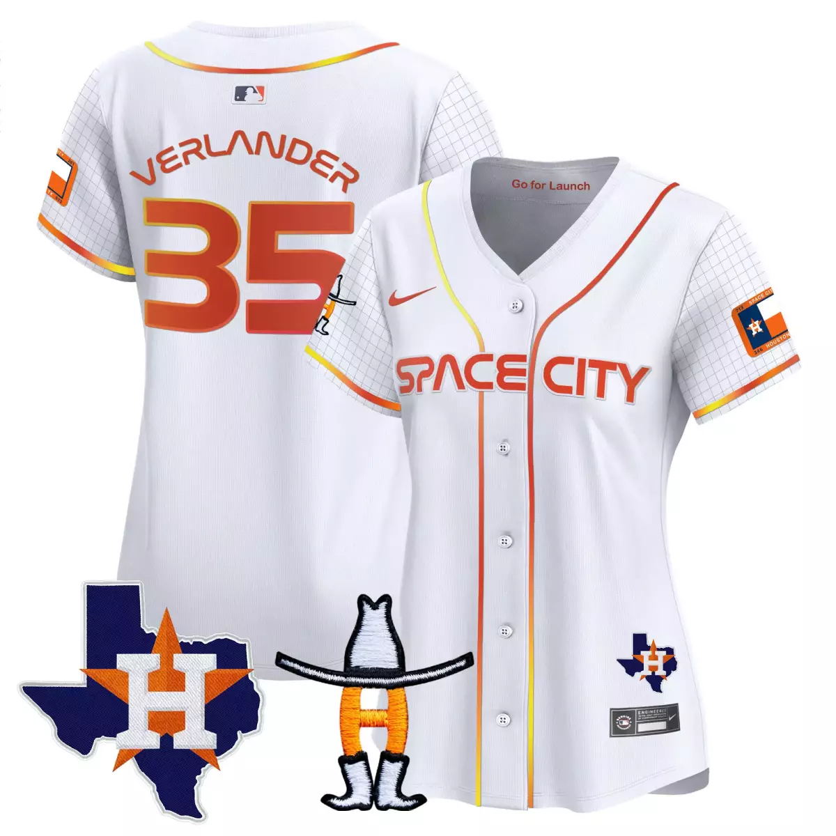Verlander Space 35 Houston Astros Jersey White City Connect Texas Men Alternate Split Design