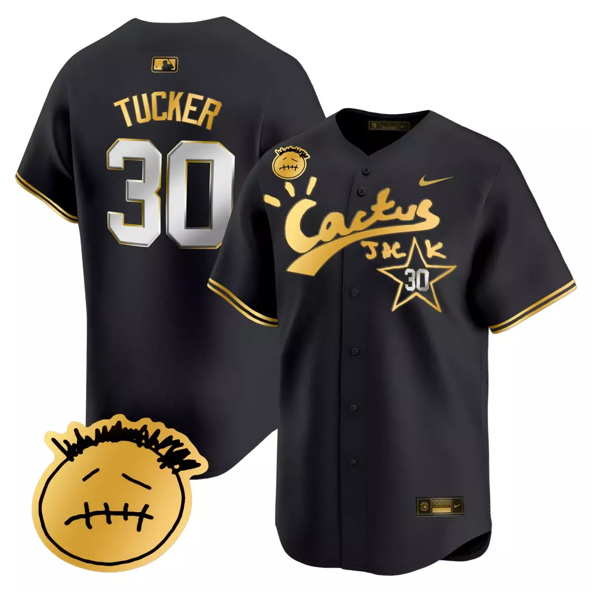 Kyle Tucker 30 Cactus Jack Jersey Black Men Gold White Vapor Premier Limited v5 Stitched