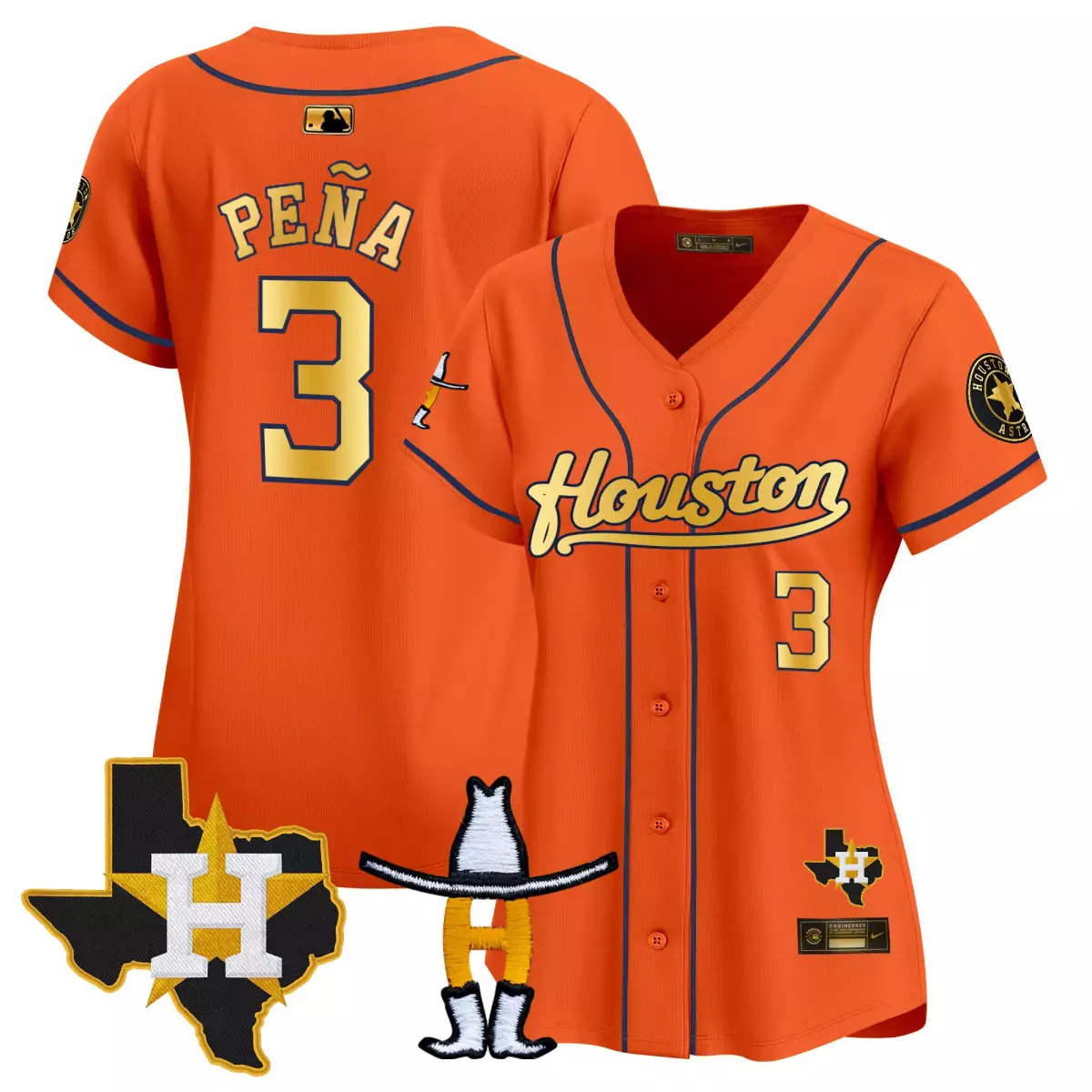 Pena Rodeo 3 Houston Astros Jersey Orange City Connect Texas State Cowboy Hat Boots 2023
