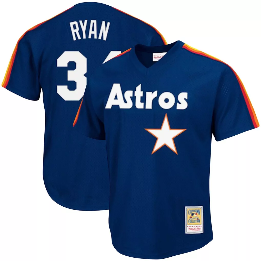 Nolan Ryan 34 Astros Jersey Blue Orange Yellow White Cooperstown Collection