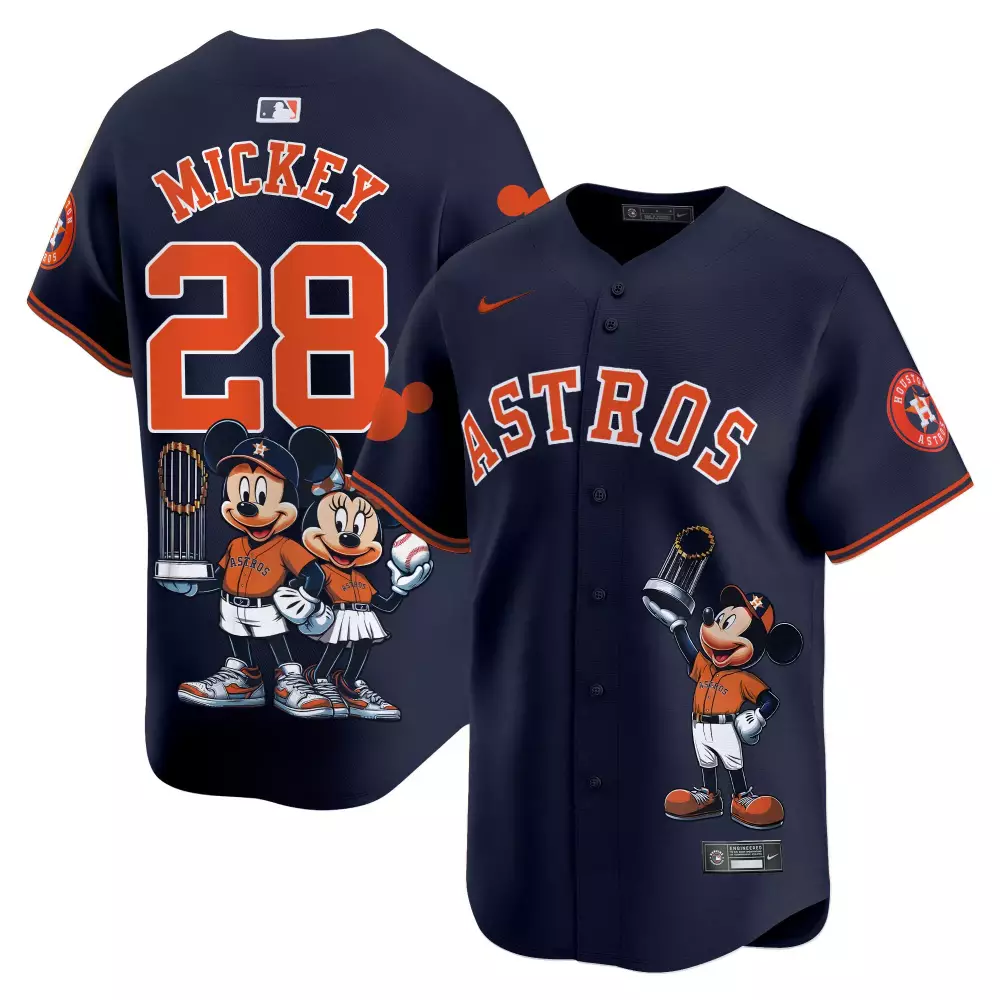 Mickey 28 Astros Jersey Navy Houston Men Orange Alternate Unisex Vapor Premier Limited