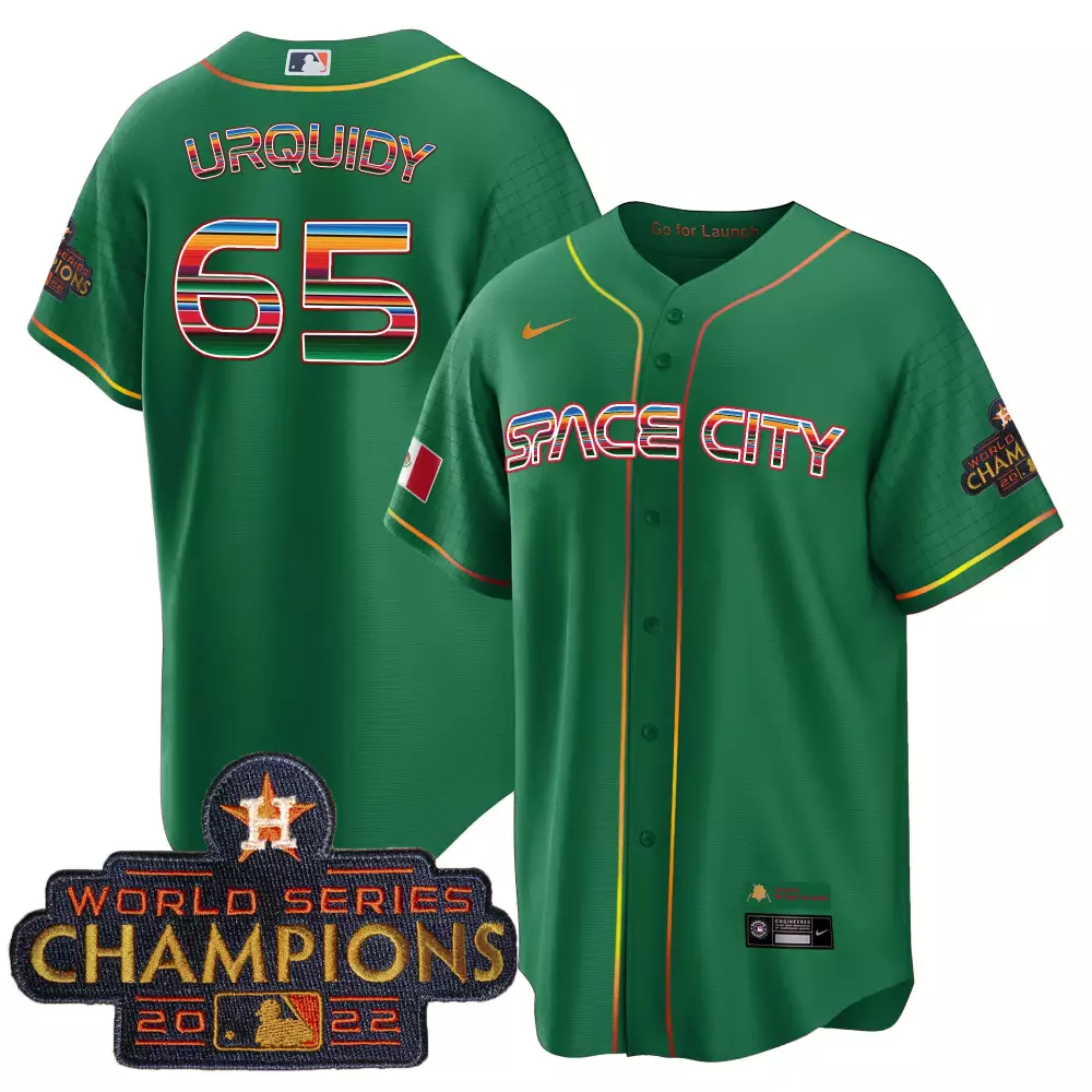 Jose Urquidy 65 Houston Astros Jersey Green City Connect World Series Champions 2022