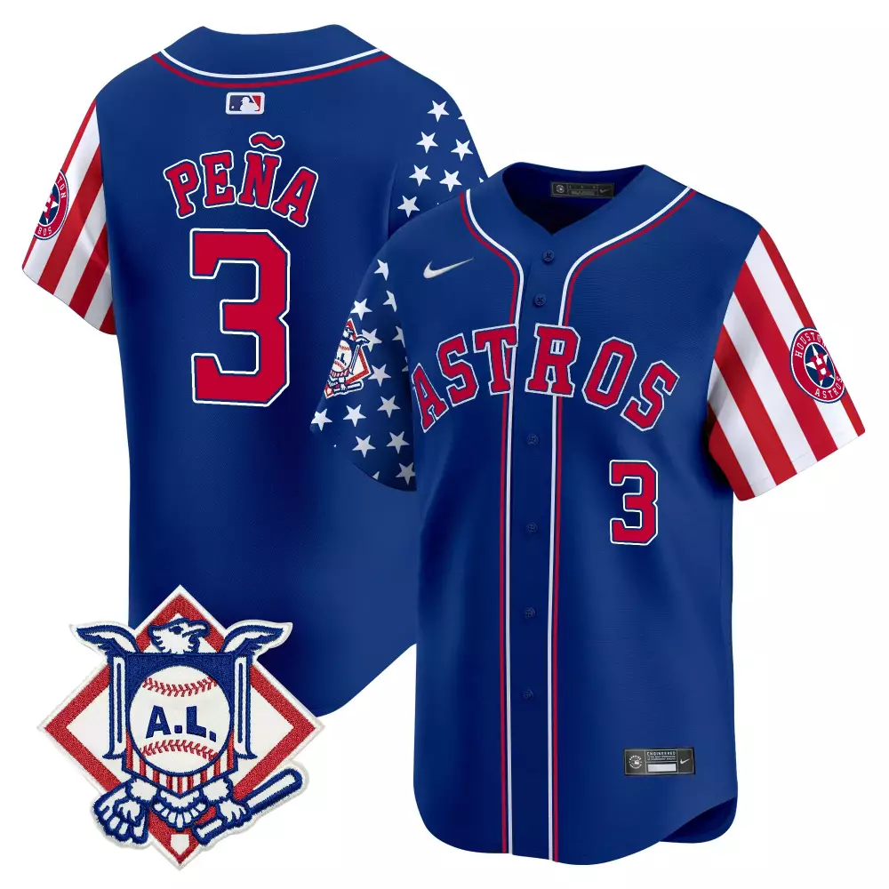 Jeremy Pena 3 Astros Jersey Blue Stars And Stripes Al Men Alternate Split Design