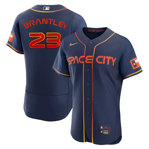 Michael Brantley 23 Jersey Navy City Connect Houston Astros Dri-fit Texas Flag Men