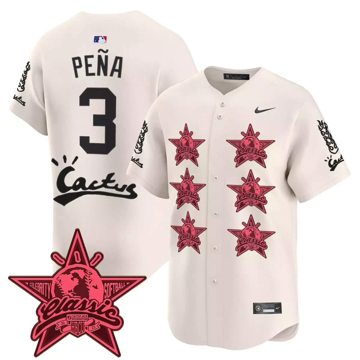 Jeremy Pena 3 Jersey White Celebrity Classic Softball Black Pink Vapor Premier Limited
