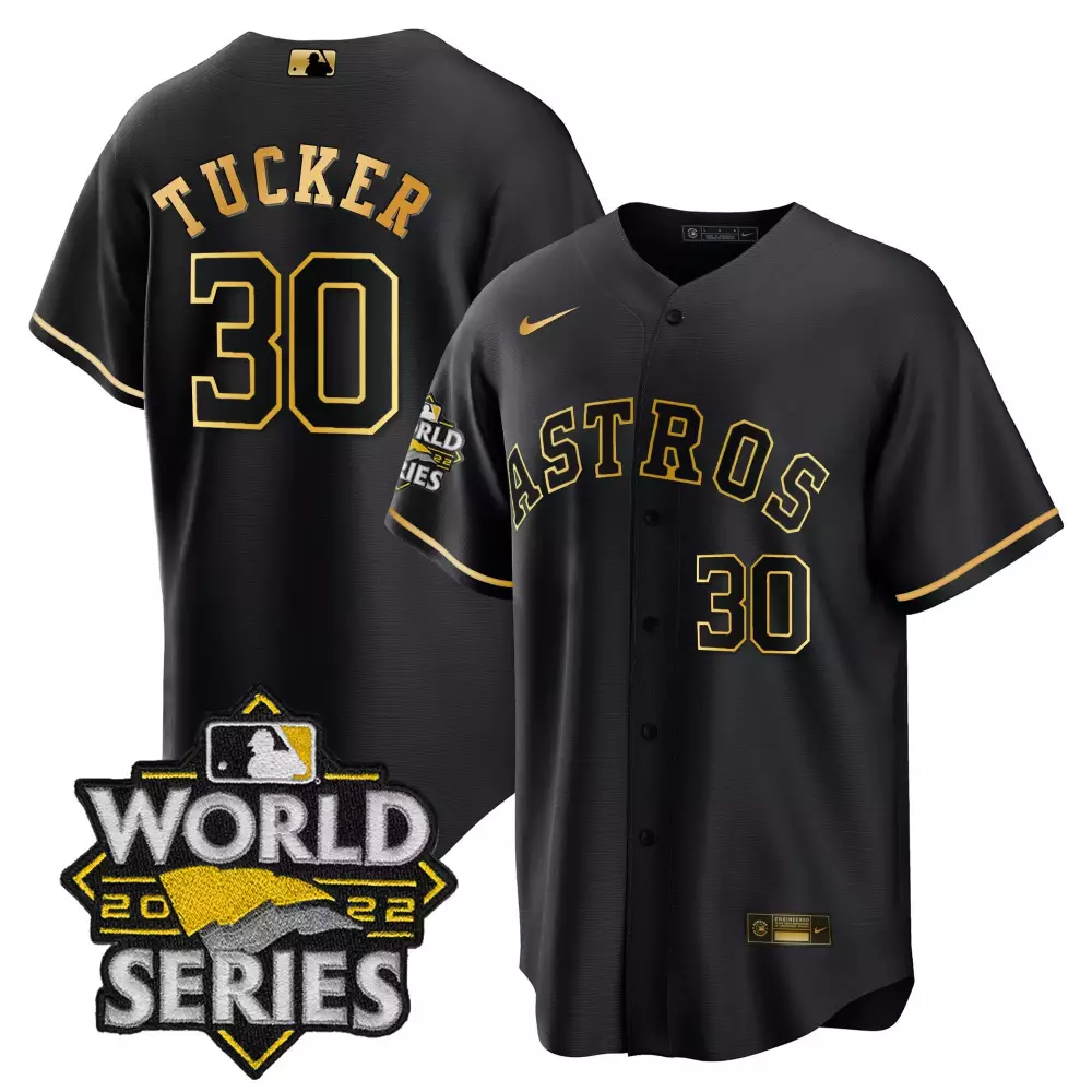 Kyle Tucker 30 Astros Jersey Black World Series 2022 Men MLB Gold All Stitched Vapor