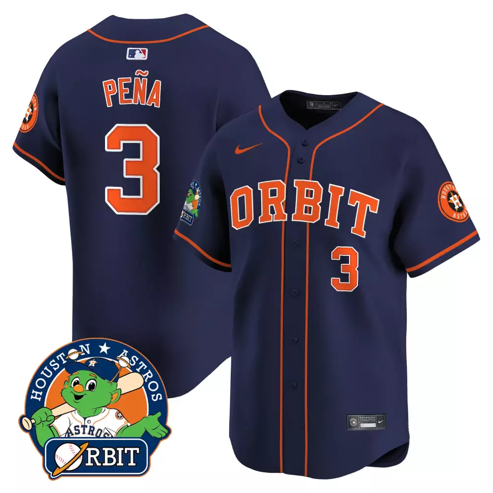 Jeremy Pena 3 Houston Astros Jersey Navy Orbit Men Orange White All Stitched Vapor