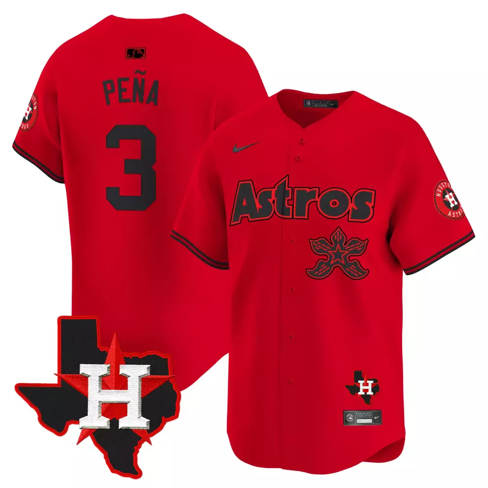 Jeremy Pena 3 Astros Jersey Red City Connect Houston Texas Star Men Black All Stitched