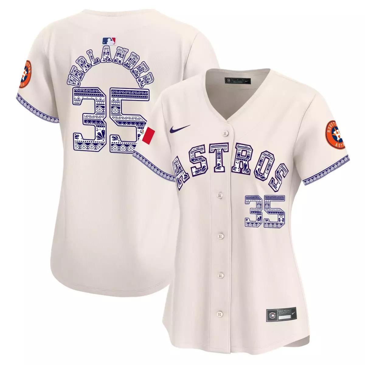 Abreu 35 Astros Jersey White City Connect 2024 Women Custom Design Blue Orange Vapor
