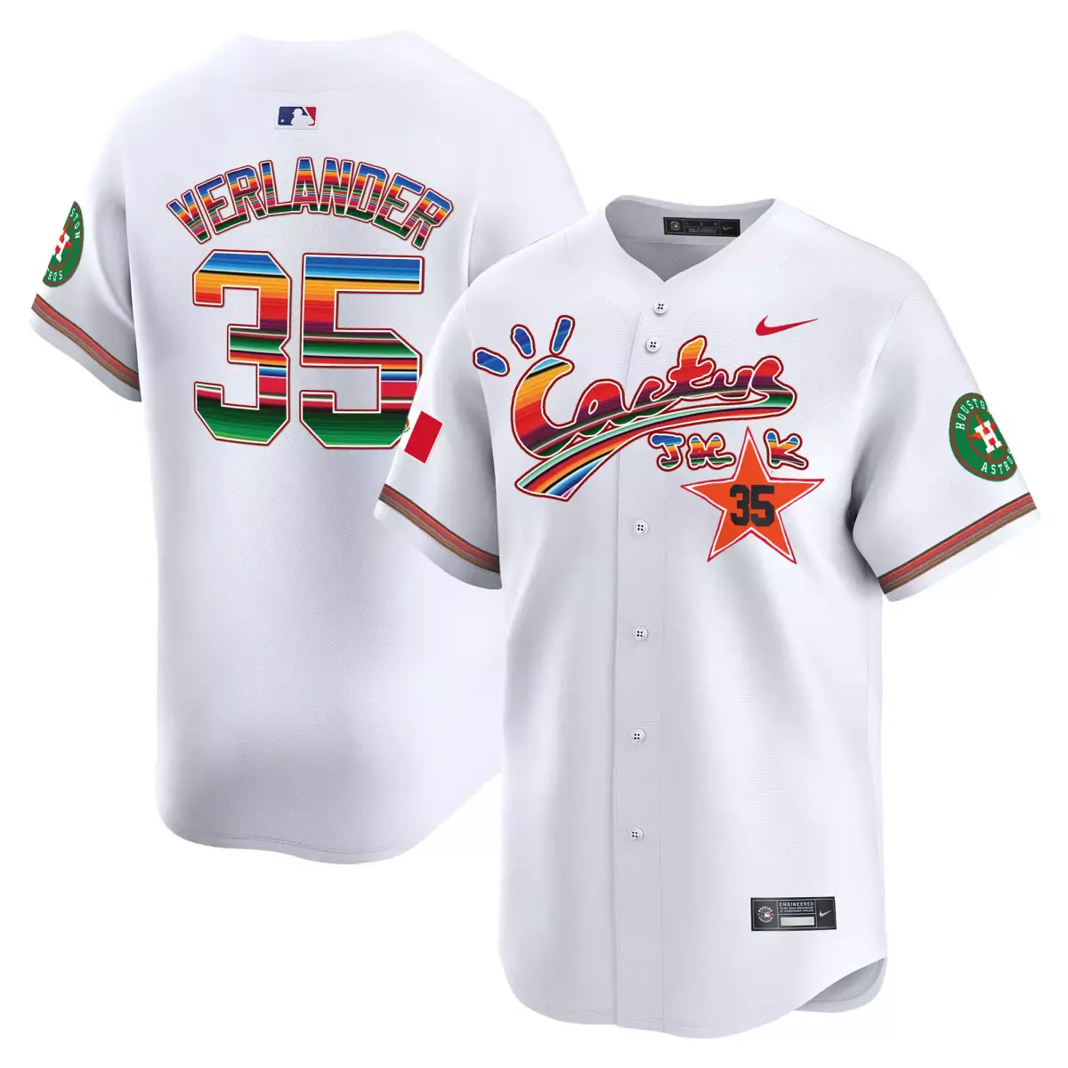 Verlander Mexico 35 Jersey White Cactus Jack Houston Astros 2023 Men City Connect