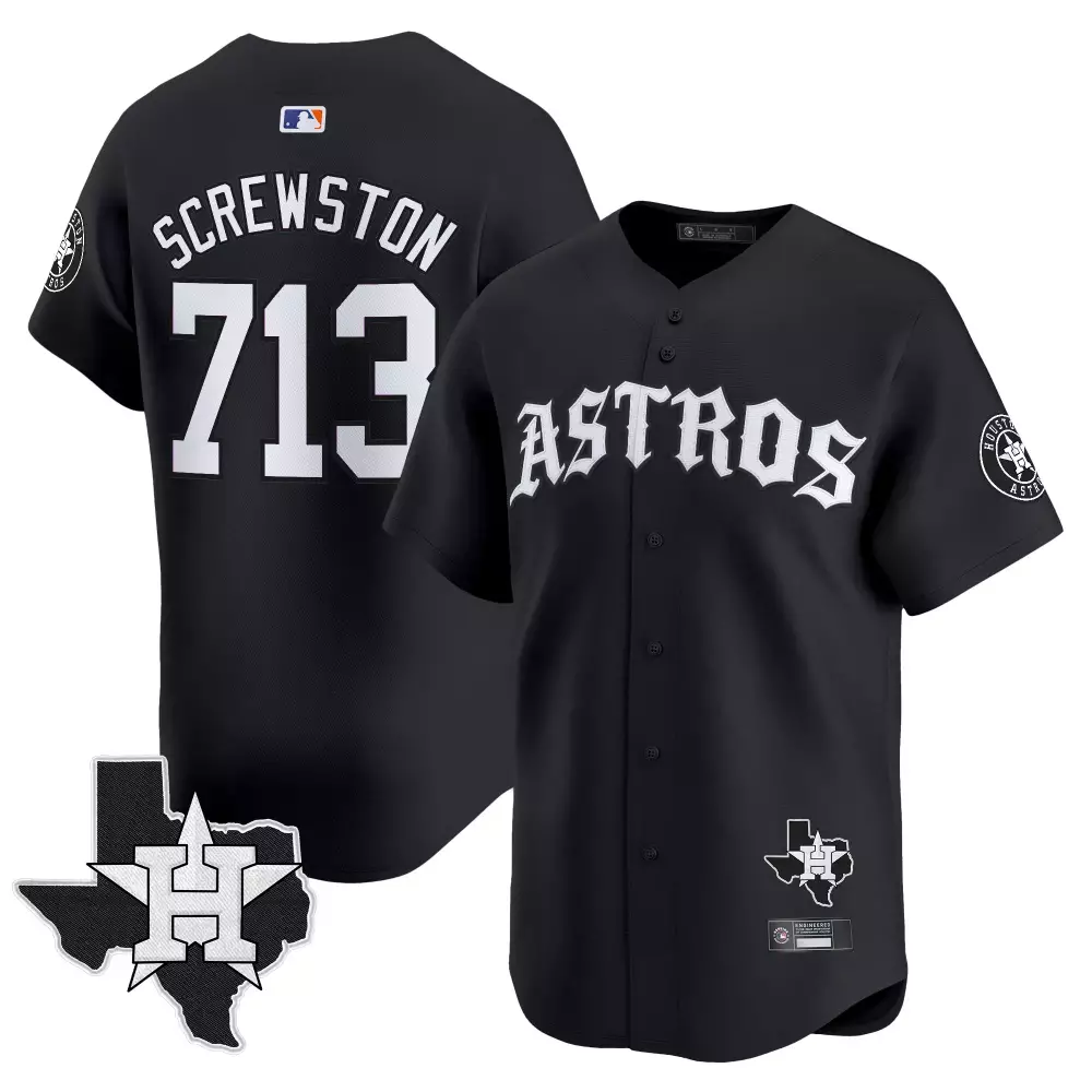 Screwston Astros Jersey Black Houston City Connect Texas Men White Vapor Embroidered