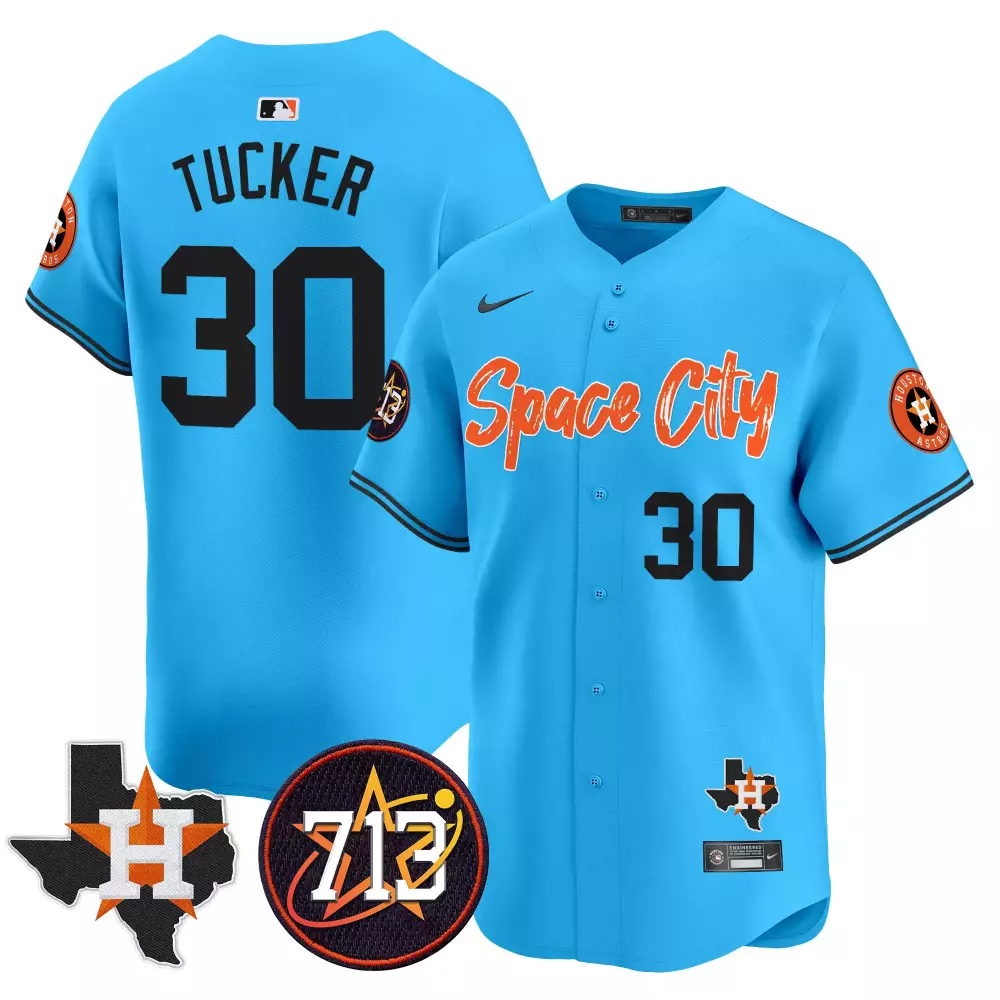 Tucker Space 30 Houston Astros Jersey Light Blue City Texas 2023 Men Alternate Black