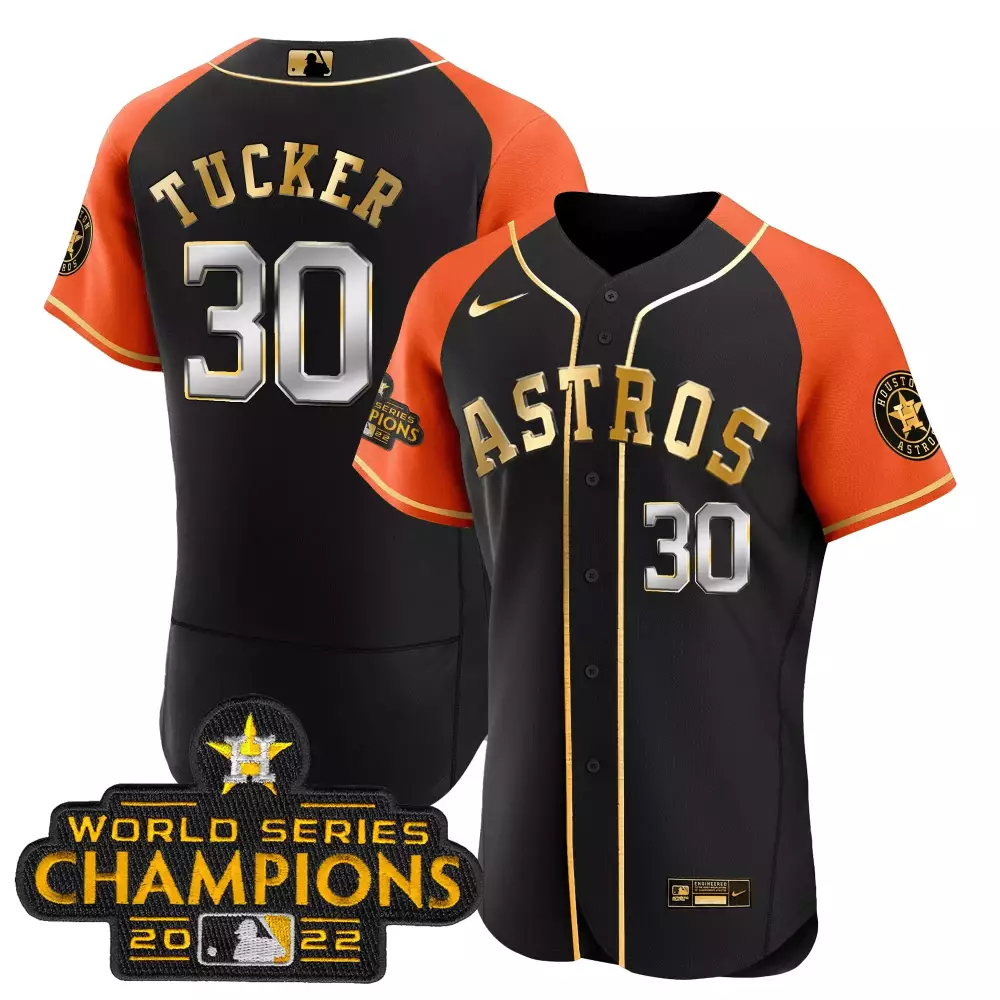 Kyle Tucker 30 Astros Jersey Black World Series Champions 2022 Houston Men Orange