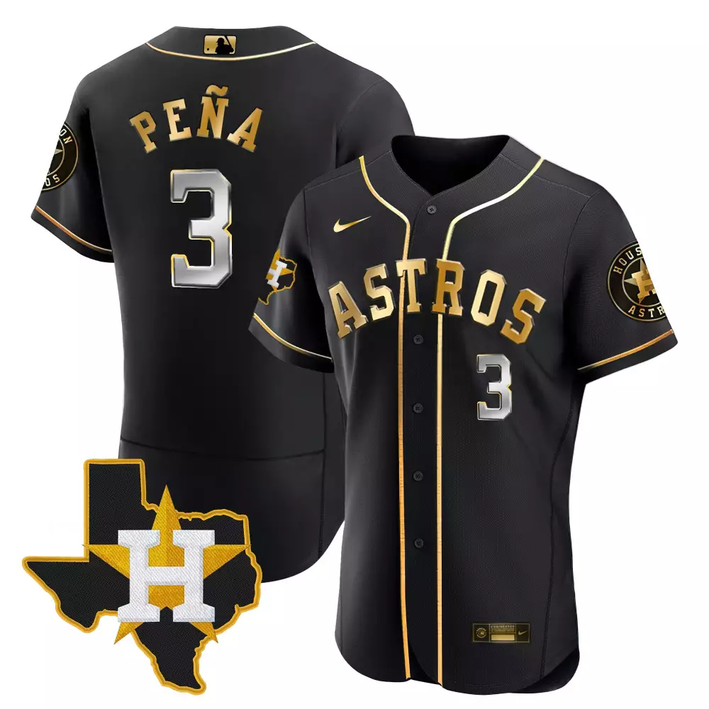 Jeremy Pena 3 Astros Jersey Black Texas Star Men Gold Silver All Stitched Vapor