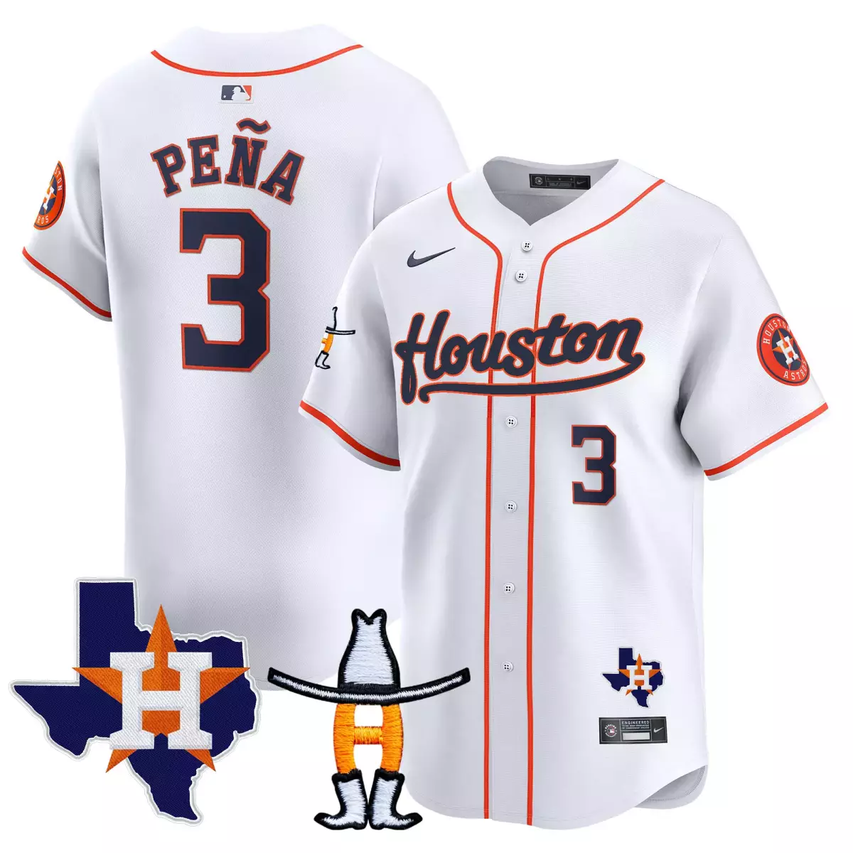 Jeremy Pena 3 Houston Astros Jersey White City Connect Texas State Men Split Design