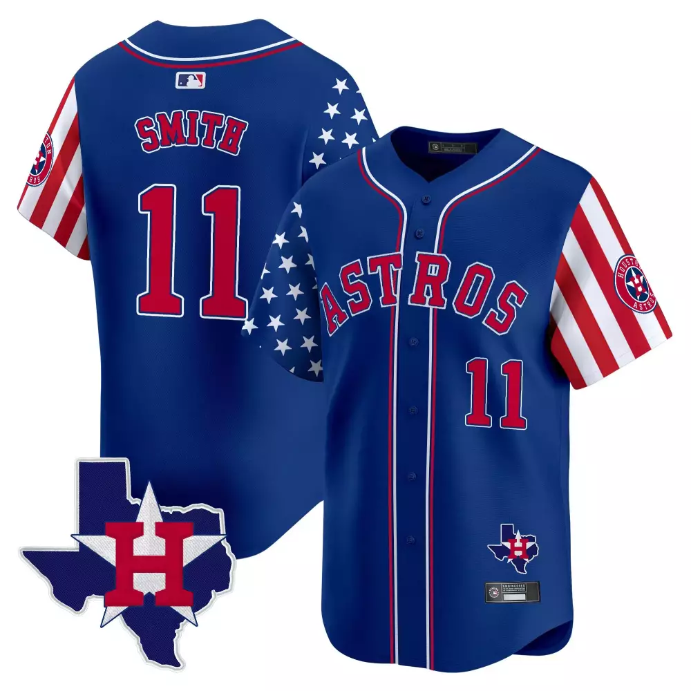Smith Independence 11 Astros Jersey Blue Stars And Stripes Texas Flag Team Men Split