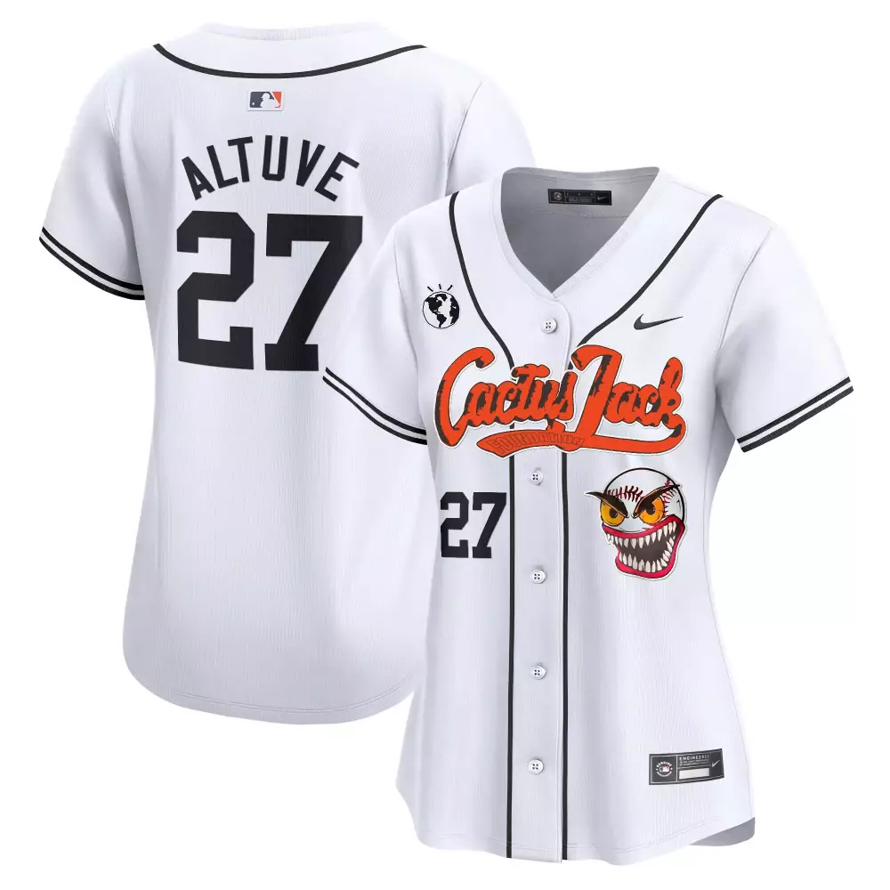 Jose Altuve 27 Houston Astros Jersey White Cactus Jack Men Black Orange Limited Stitched