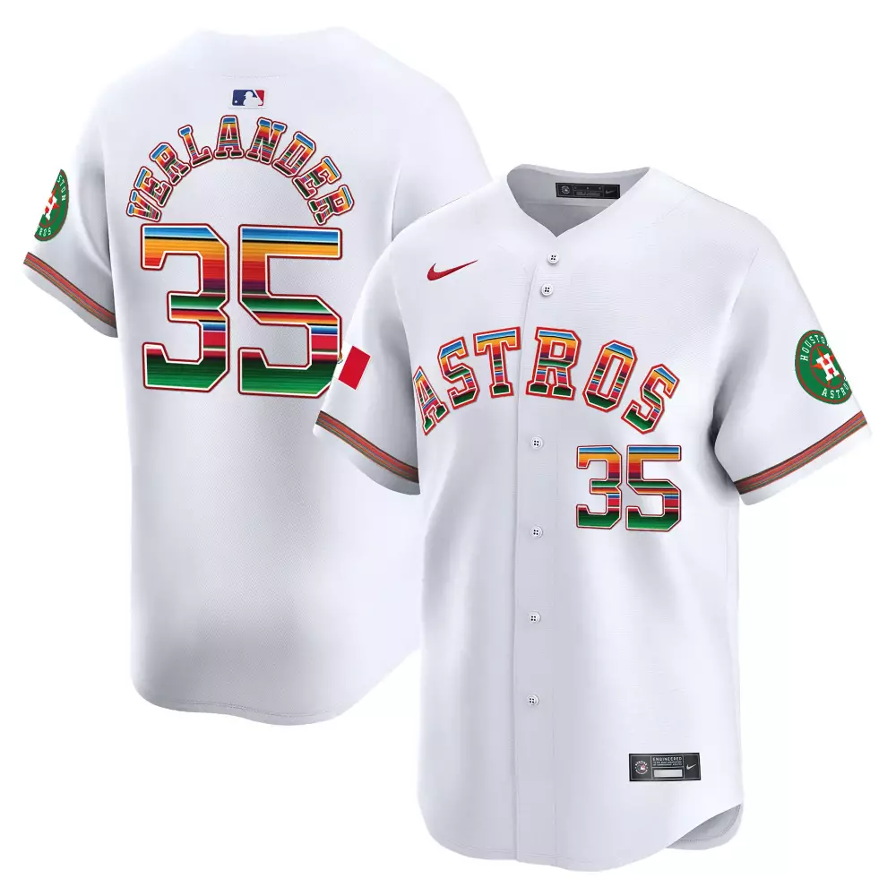 Justin Verlander 35 Astros Jersey White Houston Men Custom Design Green Orange Red