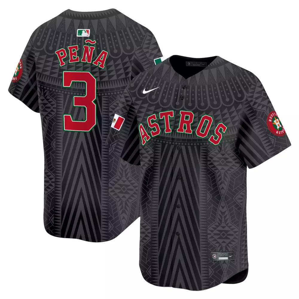 Jeremy Pena 3 Astros Jersey Black Mexico Flag Men Custom Design Red Green All Stitched