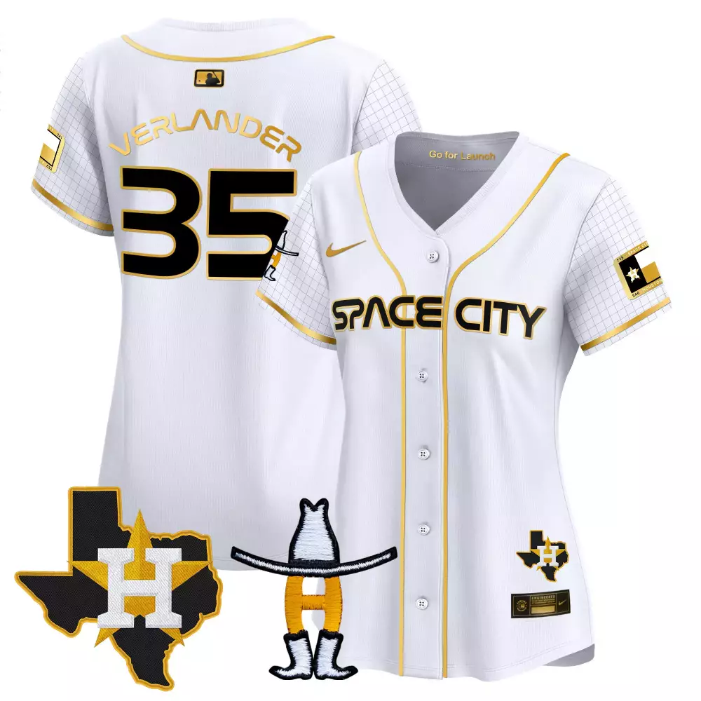 Verlander Space 35 Houston Astros Jersey White City Connect Texas Outline Star Men