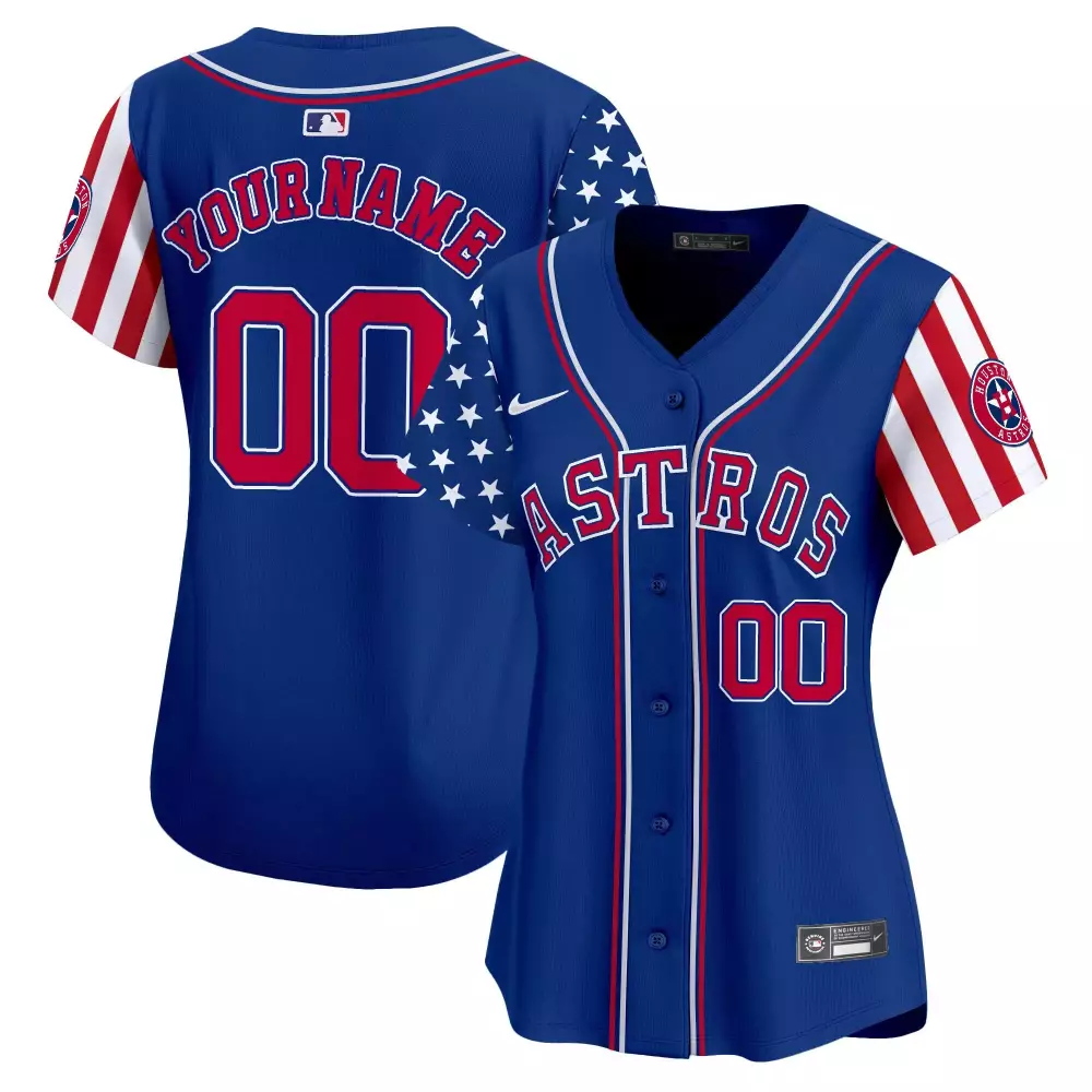 Custom Astros Jersey Royal Blue Stars And Stripes Men Design White Red Vapor Premier