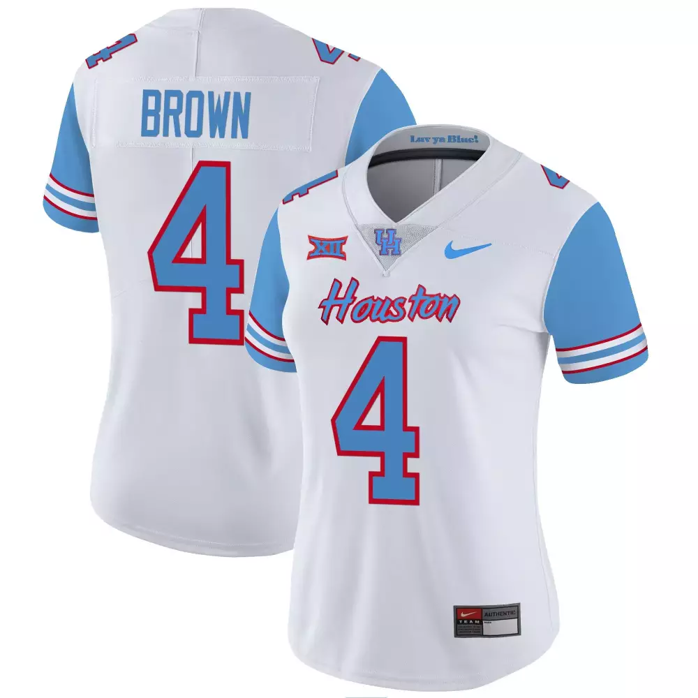 Connor Brown 4 Houston Jersey White Women Blue Red Vapor v5 All Stitched