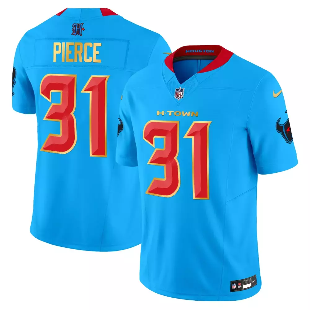 Dameon Pierce 31 Houston Texans Jersey Blue Men Red Gold Stitched All