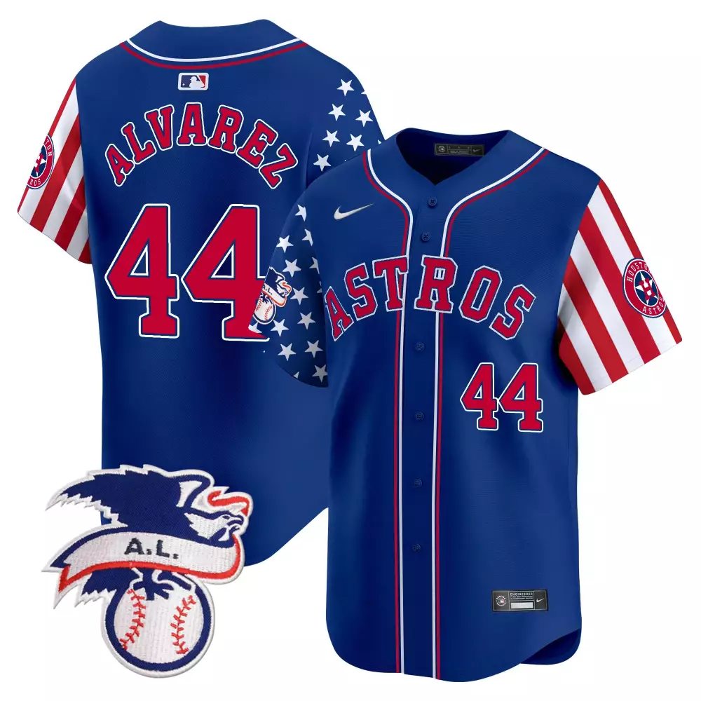 Yordan Alvarez 44 Houston Astros Jersey Royal Blue A.l. Baseball Men Alternate Split Design