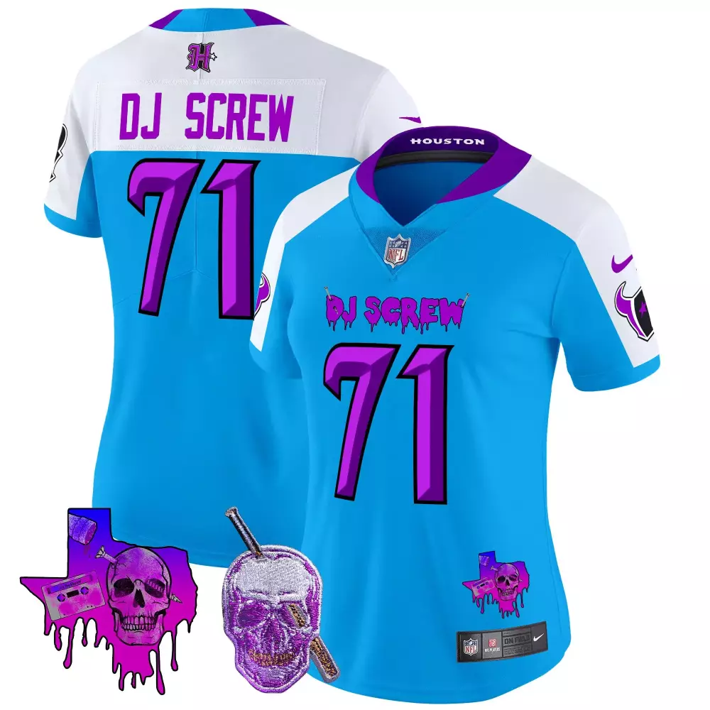 Dj Screw 71 Houston Jersey Blue White Purple Stitched Limited