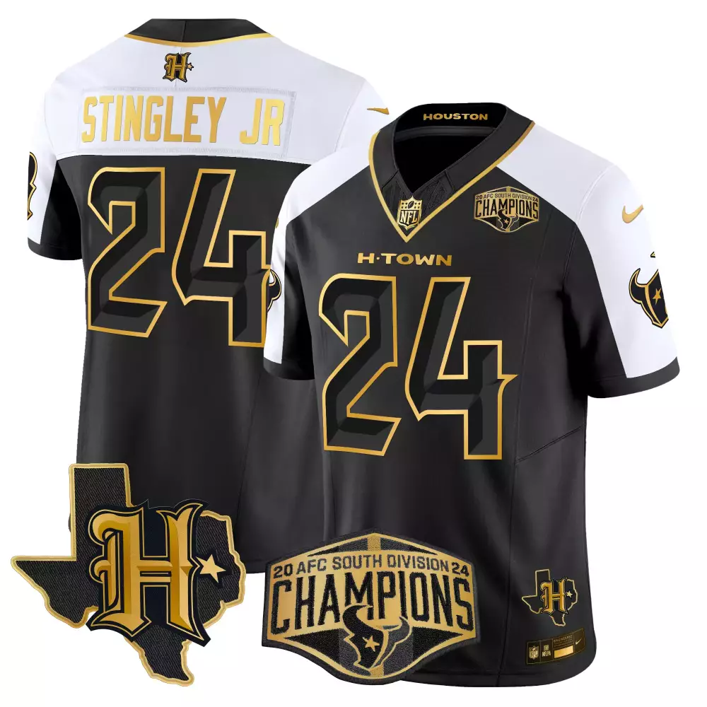 Derek Stingley Jr. 24 Jersey Black 2020 AFC South Division Champions Houston Texans
