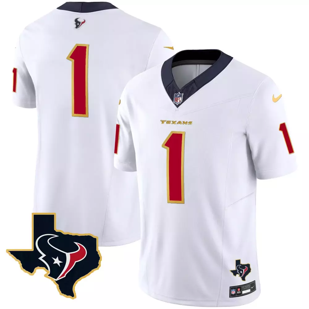 C.j. Stroud 1 Houston Texans Jersey White 2023 Men Alternate Navy Red Gold Vapor