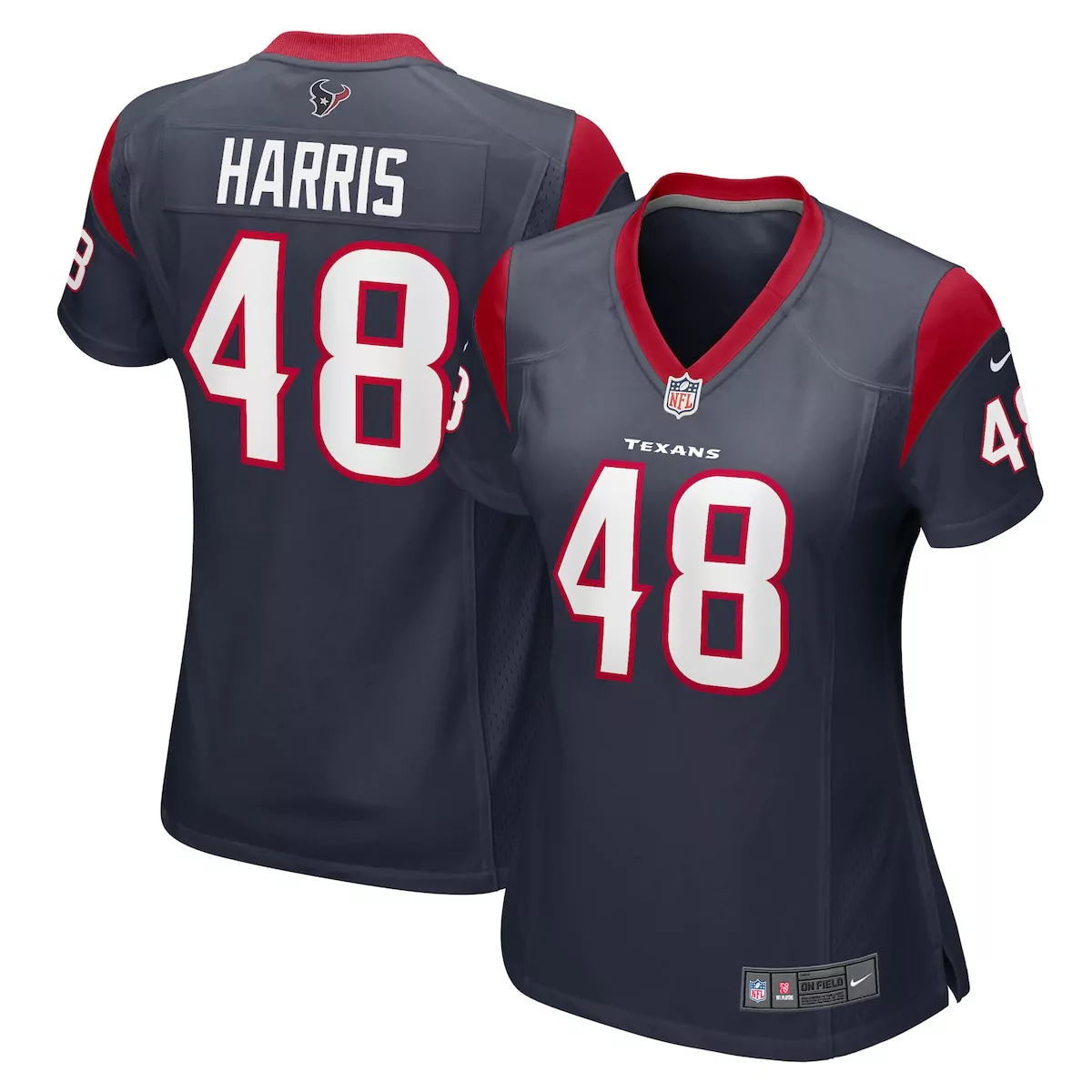 Christian Harris 48 Texans Jersey Dark Blue Women Player Red White Game