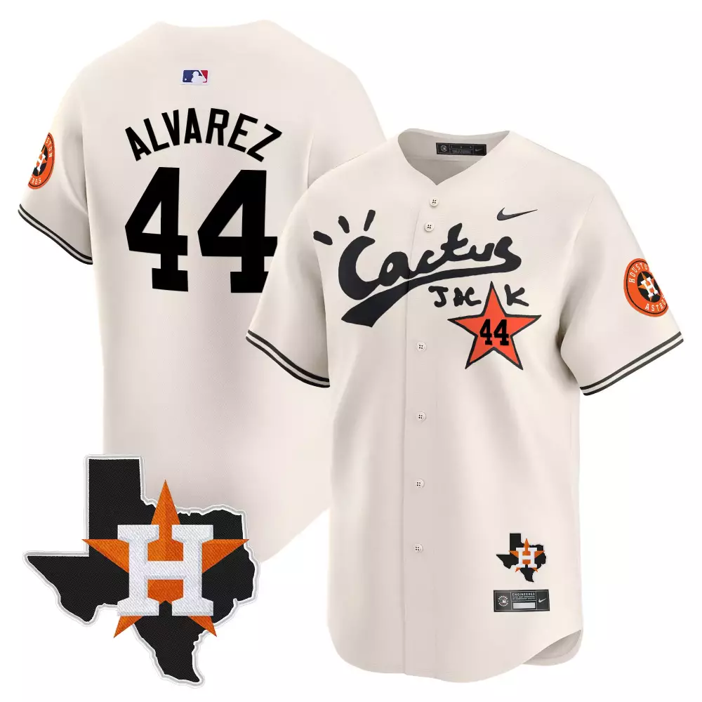 Yordan Lvarez 44 Houston Astros Jersey Cream Cactus Jack Texas 2022 Men Alternate