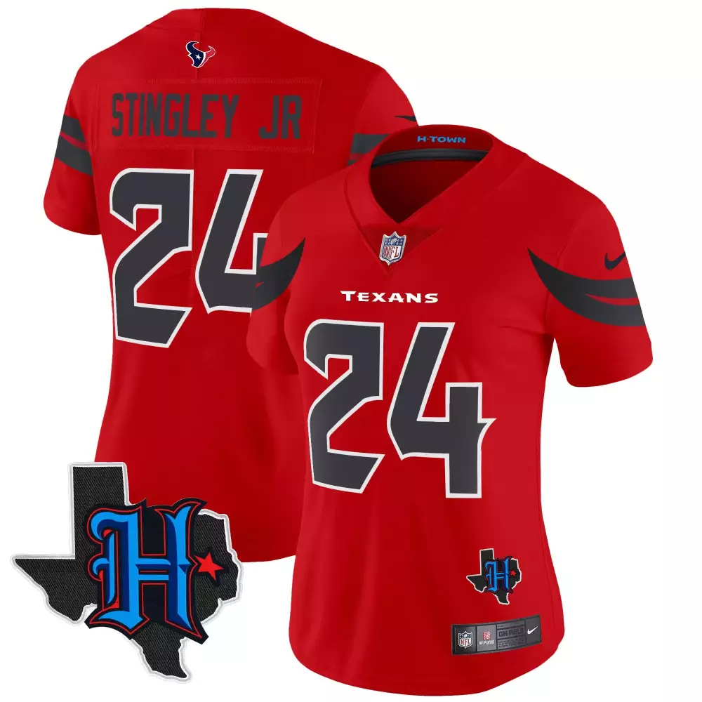 Derek Stingley Jr. 24 Jersey Red H-town Houston Texans Men NFL Black Vapor Limited