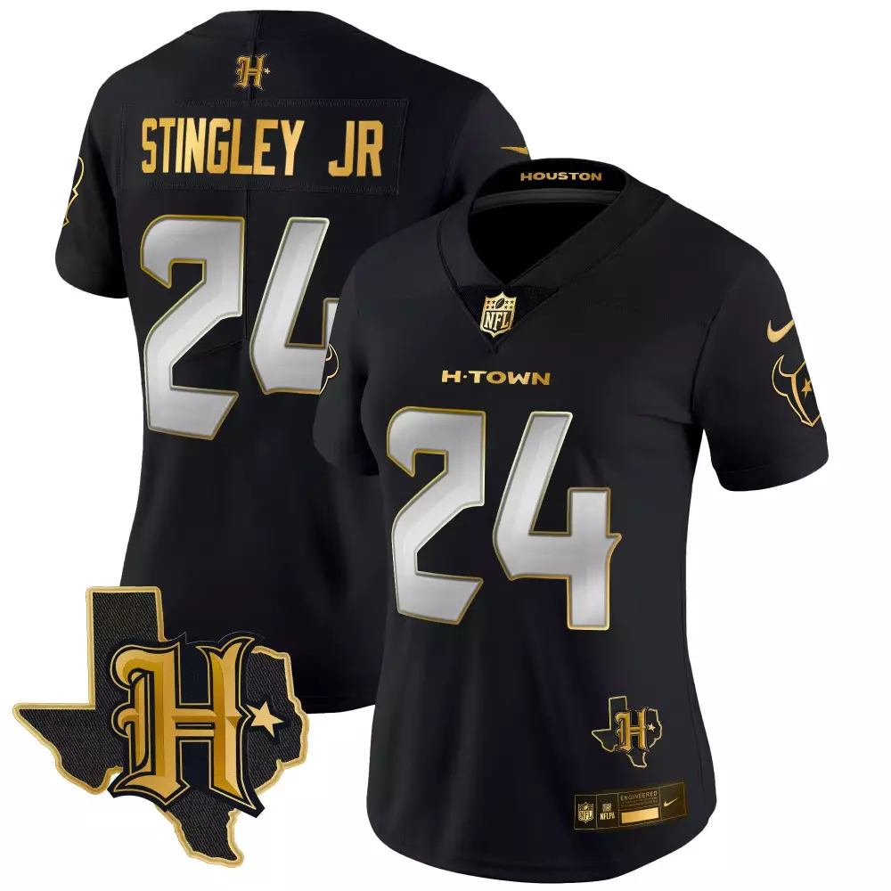 Derek Stingley Jr. 24 Jersey Black H-town Houston Texans Nflpa Engineered Men Gold