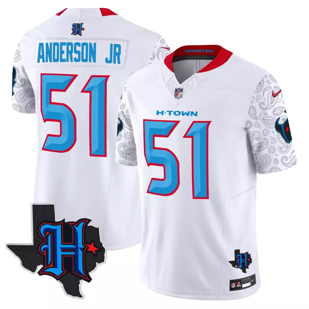 Will Anderson Jr. 51 Jersey White H-town Houston Texans Texas State Outline Men NFL