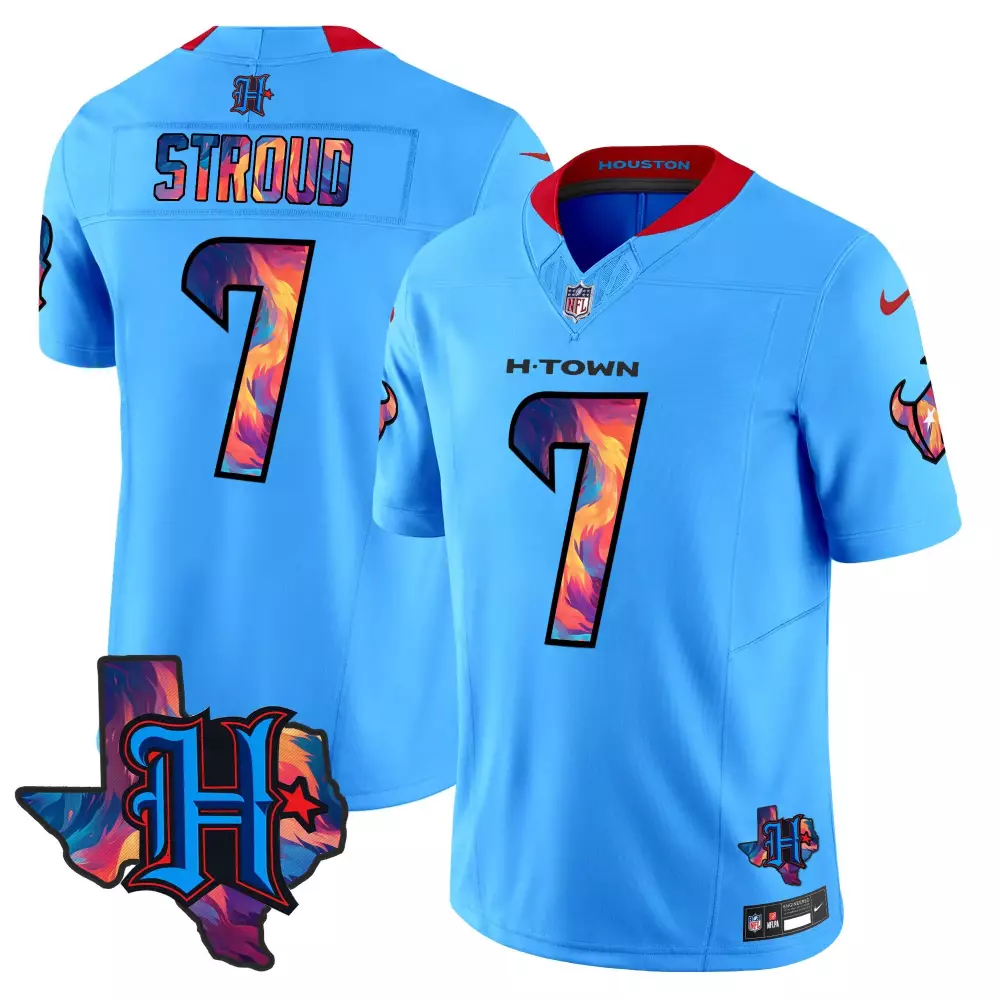 C.j. Stroud 7 Houston Texans Jersey Blue Battle Red Alternate 2023 Men Split Design