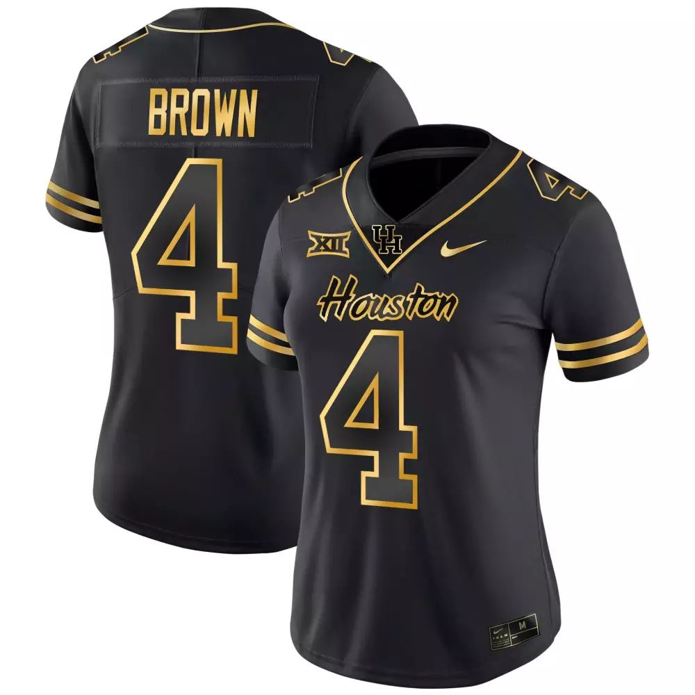 Connor Brown 4 Houston Jersey Black Women Gold All Stitched
