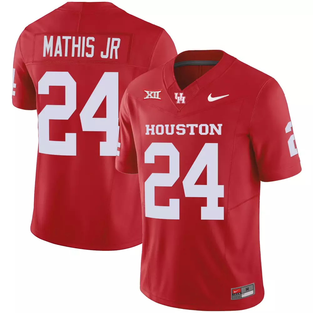 Mathis Jr 24 Houston Cougars Jersey Red Nike Vapor Elite Big Men White v4 All Stitched